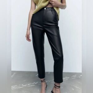 Zara Black Leather Pants Sz 2